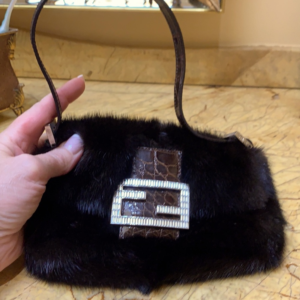 Mink fendi baguette bag